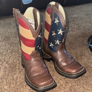 Durango Kids Boots Brown and Blue with Stars